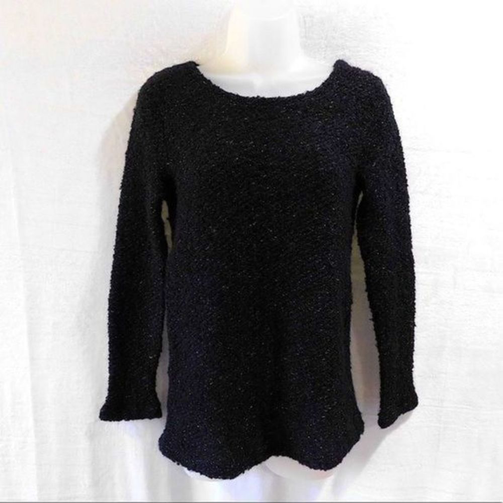 VELVET By Graham & Spencer Chunky Knit Sweater Black Metallic Size XS